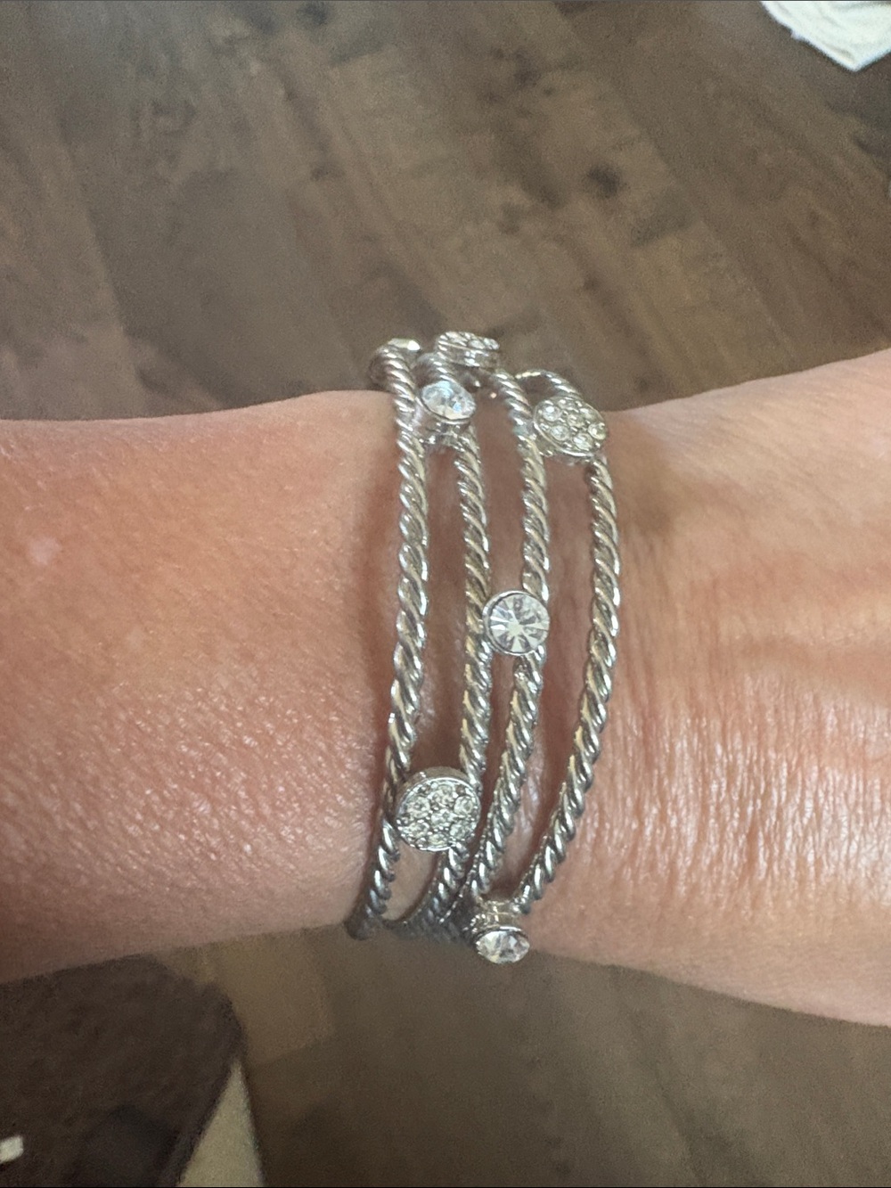 Cookie Lee Silver-Tone Multi-Strand Crystal Accent Women's Bracelet